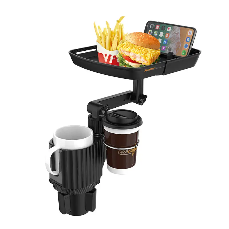 Multifunctional Car Cup Holder Tray Table 360 Swivel Adjustable Car Food Eating Tray Table for Cup Holders Mobile Phone Bracket