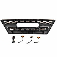Front Grille with Amber LED Lights for Toyota 4Runner 2006-2009, Honeycomb Mesh Bumper Grill, Exterior Modification Accessories