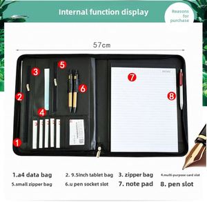 Premium Custom Logo Leather <b>A4</b> Manager Zipper Folder PU Material Multipocket for and Office <b>Files</b> - Product Image 3