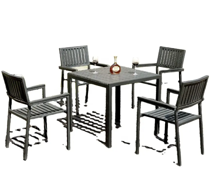 屋外ダイニングテーブルと椅子モダンガーデン家具セット高級商業ホテルレストラン鉄骨フレームスタイル
