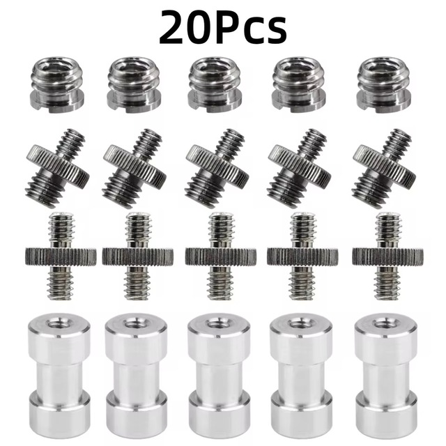 1/4 3/8 Inch 20 Thread Camera Male to Female Fixed Mount Adapter Screw Converter for DSLR Flash Stand Tripod Photo Studio