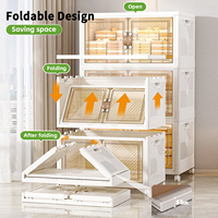 Boîtes de rangement en plastique multi-tailles empilables pour placards, boîtes de rangement pliables avec roulettes et porte magnétique
