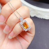 Pendentif Classique en Argent Sterling 925 avec Citrine Naturelle pour Femme, Vente en Gros d'Usine, Cadeau de Luxe pour Fiançailles et Fêtes