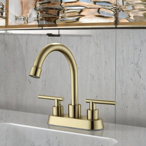 Grifo de Lavabo de Acero Inoxidable con Válvula Cerámica de Doble Manija, Agua Fría y Caliente, Montaje en Cubierta, 4 Pulgadas, Instalación de 3 Orificios para RV - Product Image 3