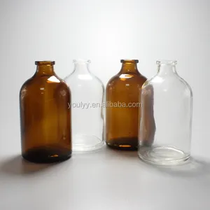 Botol Tabung Kaca Cetakan Medis Transparan Amber 50Ml 100Ml dengan Tutup Plastik Aluminium