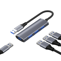 Hub USB 3.0 Type C, adaptateur de transfert de données et de charge, câble OTG, alliage d'aluminium, 4 ports, station d'accueil pour ordinateur portable, USB3.0, tablette, en stock