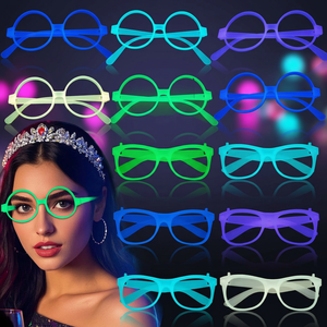 Glow <b>Glasses</b> Halloween Glow in the Dark UV Black Light <b>Plastic</b> <b>Party</b> Decorations Supplies - Product Image 3