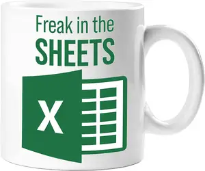 DD1789定制办公室礼物女男杯会计有趣的白色咖啡杯怪胎在床单Excel电子表格马克杯