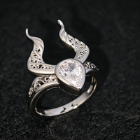 Bague en argent sterling 925 avec moissanite taille poire, motif bois de cerf, filigrane vintage, creuse et sculptée, style gothique, pour femme