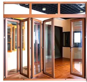 Système de porte coulissante pliante en aluminium verre Bifold Bifold Slide In Pocket Door Plantation Shutter Bi-Fold Door - Product Image 5