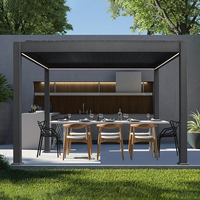 Système de toiture rétractable motorisé moderne en aluminium à lamelles Oweado IM-15, respectueux de l'environnement, imperméable, revêtement poudré naturel