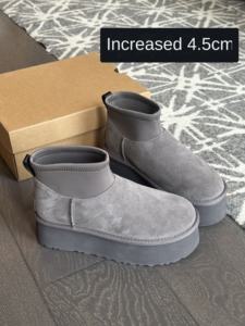 Botas Cortas de Invierno para Mujer, Tipo Lápiz, con Punta Redonda, Elásticas, Transpirables, Acolchadas y Cálidas, de Piel de Oveja, para la Nieve - Product Image 3