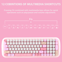 Conjunto de Teclado y Ratón Inalámbrico 2.4G de Doble Modo con Teclas Circulares para PC, Laptop y Tablet