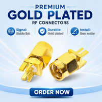 Conector de soldadura de montaje en borde macho SMA de polaridad inversa para PCB de 1,2mm