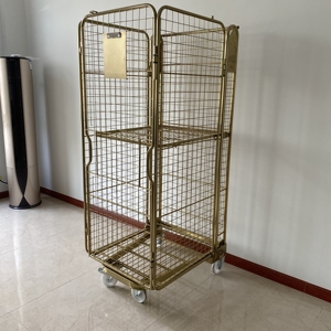 Roll containers foldable nestable storage equipment with A base for supermarket