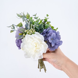 Bouquet de fleurs artificielles CallaFloral Camélia Rose Violet Vert Décoration de mariage et de maison Haute simulation Style INS - Product Image 2