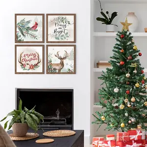 Eaglecadeaus 2024 Hot Sale Veranderen Je Eigen Foto 'S Frame Set Kerst Hert Ingelijst Hout Muur Kunst Voor Huisdecoratie