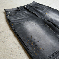 Shorts en jean streetwear personnalisés OEM ODM avec logo pour hommes, fabriqués en usine, shorts tendance en jean délavé à l'acide avec strass pour hommes