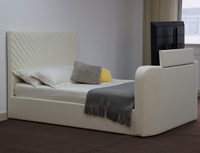 Cadre de lit TV en velours blanc luxueux