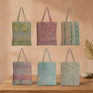 กระเป๋าผ้าฝ้ายลายดอกไม้สไตล์วินเทจแบบดั้งเดิม - Product Image 4
