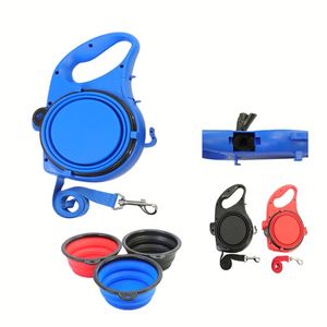 Laisse pour chien rétractable multifonctionnelle 3-en-1 classique et durable en nylon, avec distributeur de sacs à déjections et bouteille d'eau – Vente en gros, écologique - Product Image 1