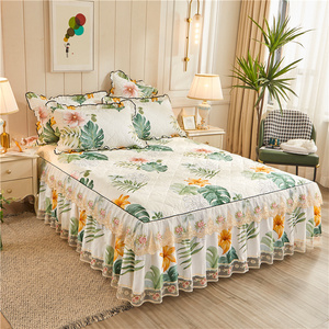 <span class=keywords><strong>Set</strong></span> di Biancheria da Letto in Stile Coreano con Copriletto Ricamato in Pizzo Floreale e Gonna Letto Confortevole - Product Image 4