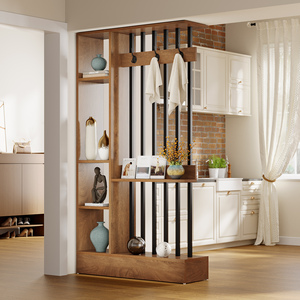 Tribesigns Étagère séparatrice autoportante marron <span class=keywords><strong>de</strong></span> 71 pouces, <span class=keywords><strong>séparateur</strong></span> moderne avec rangement et crochets pour manteaux pour la maison et le bureau - Product Image 2