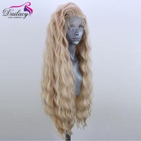 Perruques brésiliennes moelleux crépus bouclés postiches 28 pouces 13*4 synthétique dentelle avant blonde ondulé perruques naturelles pour les femmes