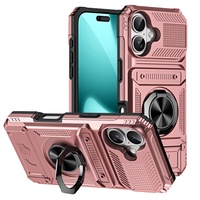 Étui rigide antichoc avec support métallique et emplacements pour cartes pour iPhone 17 Pro Max 16 Pro Max 15 Pro Max