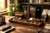 Support de téléphone portable en bois massif naturel, ornement pour la décoration du bureau, de la chambre à coucher et du bureau