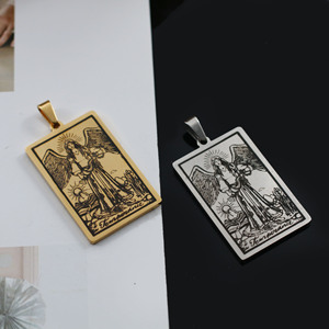 Popular Europeo Americano Vintage Acero inoxidable 22 piezas <span class=keywords><strong>Tarot</strong></span> colgante, 18K chapado al vacío titanio hombres collar suministros N30 - Product Image 3