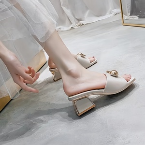 Phụ Nữ Của Sang Trọng Cao Gót Dép Không Thấm Nước Và Thoáng Khí Mùa Hè Bên Nêm Với Chunky Gót Chất Lượng Của Phụ Nữ Giày - Product Image 6