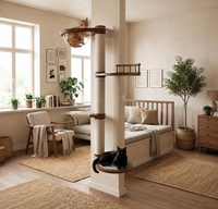 Tour d'escalade pour chat murale en bois à 4 niveaux, étagère pour chat en bois, arbre à chat à hauteur réglable avec lit en acrylique