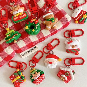 Cartoon Christmas Red Resin Keychain: Cute Santa Claus Doll <b>Bouquet</b> Keychain with Accessories and Gift <b>Box</b> Decoration - Product Image 3