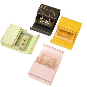 Boîte à bijoux coulissante en papier imprimé multicolore, emballage de type tiroir pour boucles d'oreilles, colliers, petits bijoux, emballage cadeau pour la vente au détail - Product Image 1