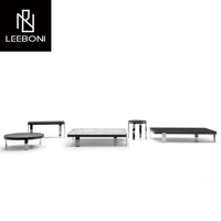 Ensemble de table basse sur mesure Ensembles de table basse avec dessus en marbre en acier inoxydable à géométrie simple et de luxe moderne pour le salon