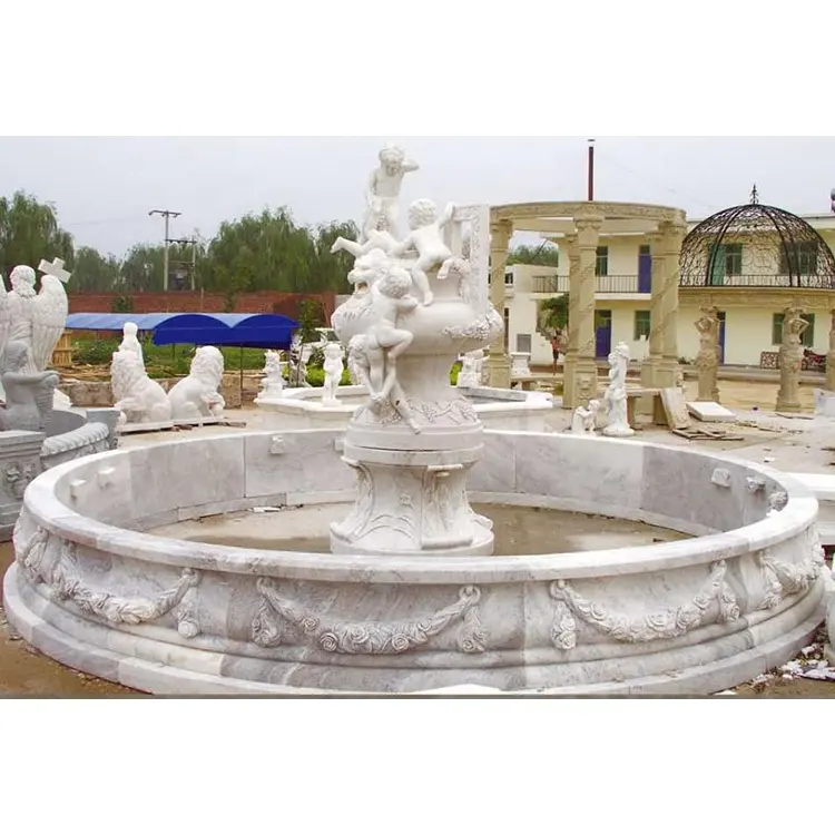 Large outdoor stone garden waterfall horse water fountain for home for patio