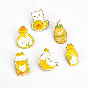 Custom metal Cute acrylic badge pins Cartoon Soft Hard Enamel cat pin