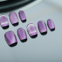 Uñas artificiales de ojo de gato de Halo púrpura reutilizables de alta calidad hechas a mano para dedos-Venta al por mayor de fábrica