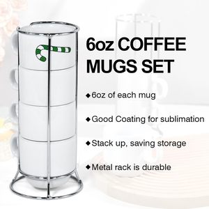 2025 tazas de <span class=keywords><strong>café</strong></span> expreso apilables Juego de sublimación de 4 tazas de <span class=keywords><strong>café</strong></span> con soporte de metal Tazas de <span class=keywords><strong>café</strong></span> de cerámica para <span class=keywords><strong>café</strong></span> de cacao o bebidas - Product Image 4