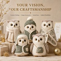 OEM ODM Maßgefertigter Winter-Eulen-Plüsch-Schlüsselanhänger Maskottchen Werbegeschenk für Neujahr mit Logo CPC Saisonales Feiertagsgeschenk Weiches Spielzeug