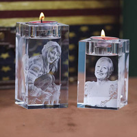 Bloc de cristal K9 vierge en gros 5*5*8cm pour bougeoir, avec gravure intérieure 3D, support de bougie en cube de cristal vierge