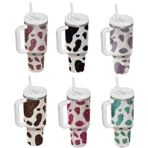 Vaso Térmico de Acero Inoxidable de Lujo Diamond de 40oz con Asa, Tapa y Popote, Personalizable con Logotipo para Coche, Oficina o Uso Doméstico - Product Image 2