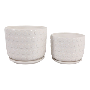 Vasi in gres effetto bolle con sottovaso per decorazioni interne ed esterne, uso domestico e da giardino - Product Image 1