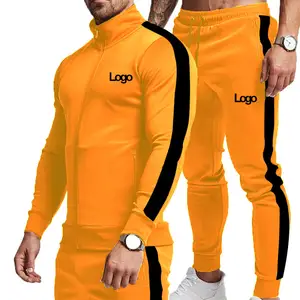 Custom your logo mens muscle fit training jogger set gym cotton polyester wholesale tracksuit sweatsuit sportswear