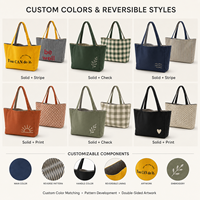Tas Tote Kanvas Bolak-Balik Custom Dua Sisi dengan Alas Gusset Lebar, Tugas Berat, untuk Hadiah Retail, Promosi, Pesanan Grosir Pabrik