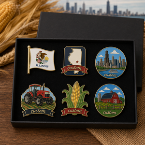 Set de Regalo de Insignias Esmaltadas Personalizadas de Illinois al por Mayor: Pin de Solapa de Tractor Agrícola de <span class=keywords><strong>Chicago</strong></span>, Souvenir Turístico, Cultura del Medio Oeste - Product Image 1