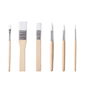 NINGDA High Quality Wood Handle Oil Flat Nylon Hair <b>Art</b> <b>Paint</b> <b>Brushes</b> Soft/ Wide Flat - Product Image 3