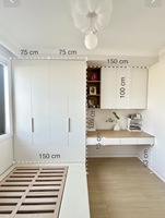 Armoire de chambre d'enfant, placard personnalisé pour enfants avec bureau et rangement, meubles en bois massif pour chambre de fille ou de garçon