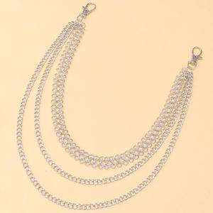 Cadena de cintura metálica de varias capas, estilo tibetano plateado, unisex, para ropa vaquera, uso diario. - Product Image 2